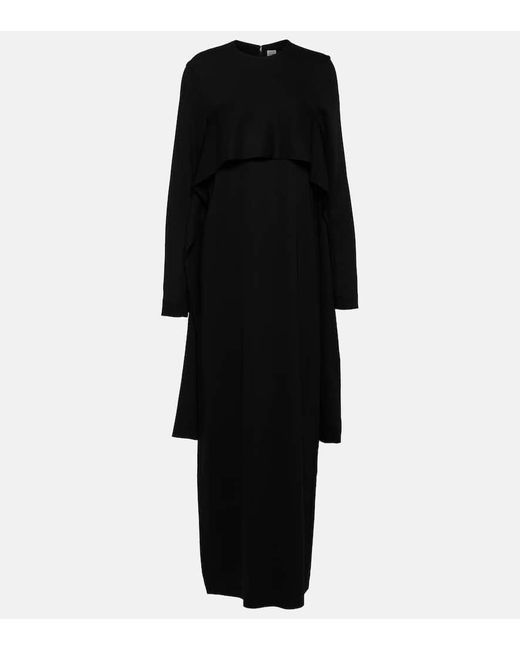 Vestido largo de cady drapeado Totême  de color Black