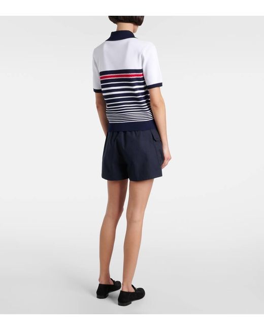 Gucci Blue Poloshirt Aus Baumwolle Mit Nadelstich Und Intarsie, Grösse