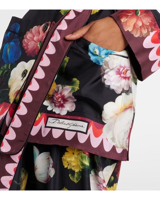 Camisa de seda floral Dolce & Gabbana de color Black