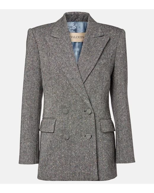 Valentino Gray Blazer Aus Einem Wollgemisch
