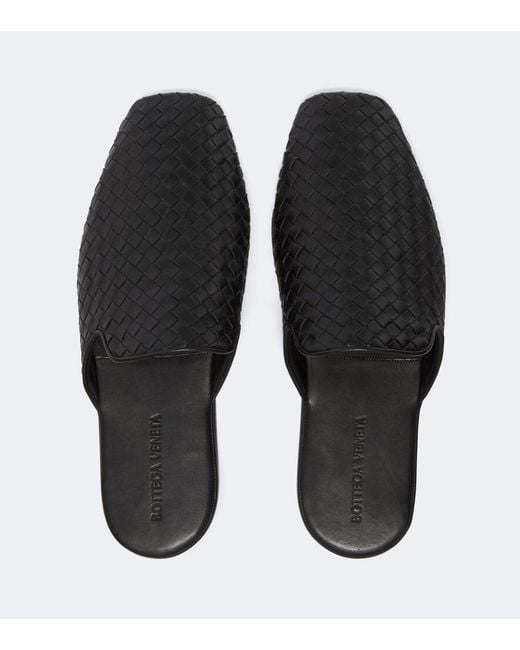 Bottega Veneta Black Palazzo Intrecciato Leather Mules for men