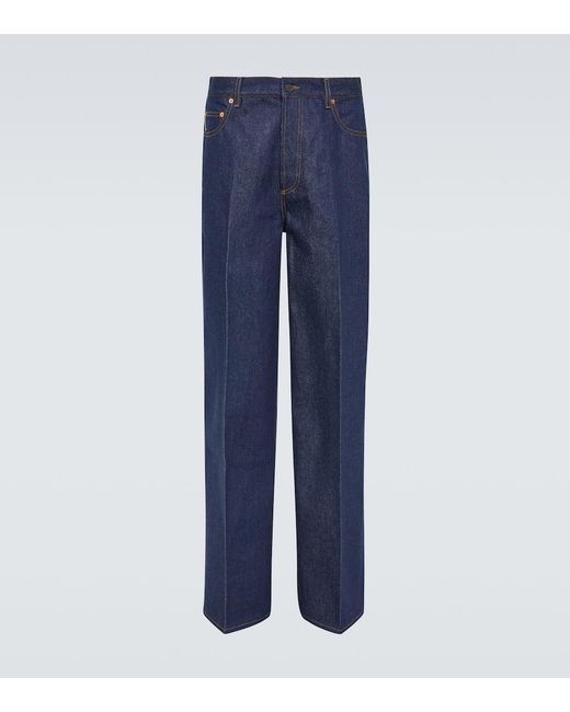Valentino Blue Mid-rise Wide-leg Jeans for men