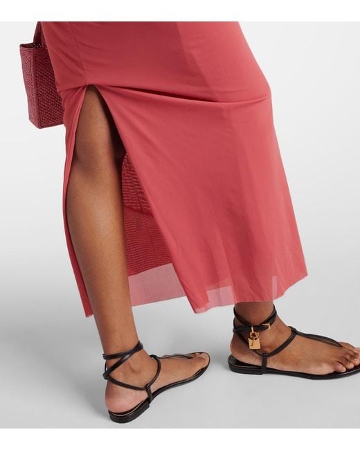 Christopher Esber Red Molded Venus Cutout Mesh Maxi Dress