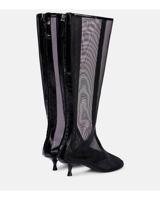Christopher Esber Black Stiefel Vapour Aus Mesh Mit Leder