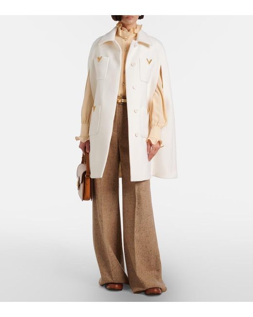 Valentino White Vgold Wool Cape