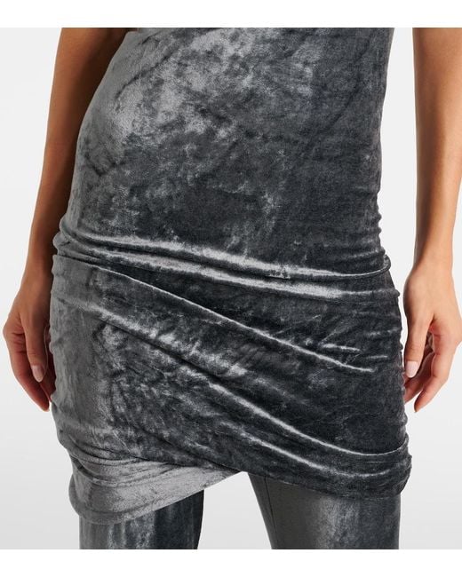 Rick Owens Gray Lola Draped Velvet Minidress