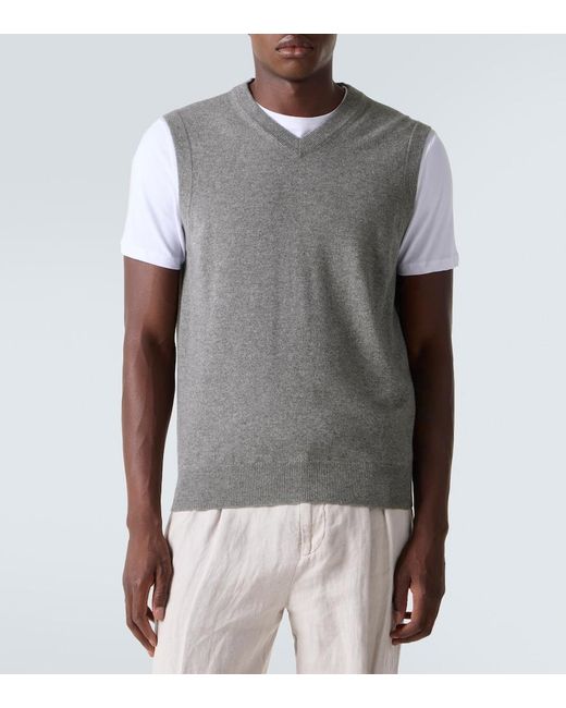 Brunello Cucinelli Gray Cashmere Vest for men