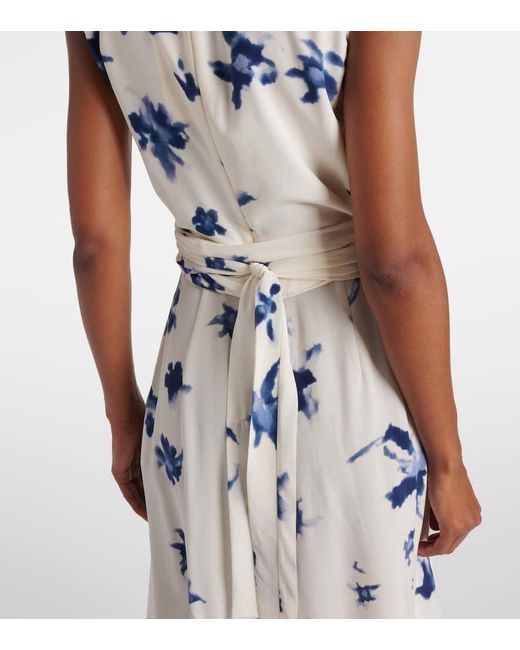 Altuzarra Blue Penny Floral Silk Wrap Dress