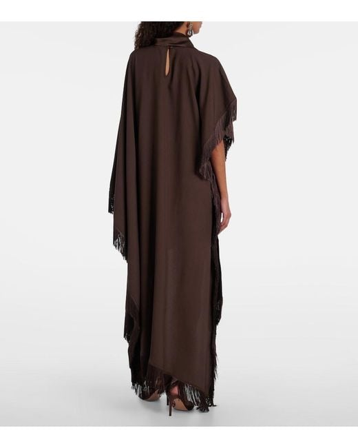 Taller Marmo Brown California Fringed Satin Kaftan
