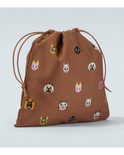 Loewe Brown X Louis Wain Cats Leather-Trimmed Pouch for men