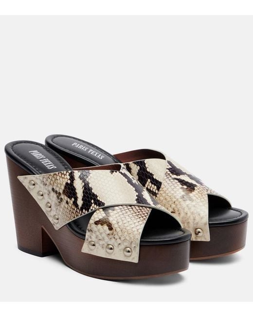 Paris Texas Black Marisol Snake-Effect Leather Platform Sandals