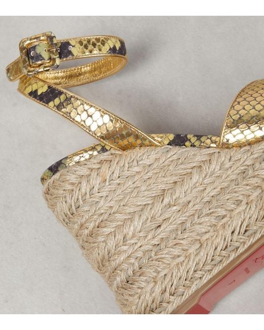 Christian Louboutin Metallic Mariza Snake-Print Leather Espadrille Wedges