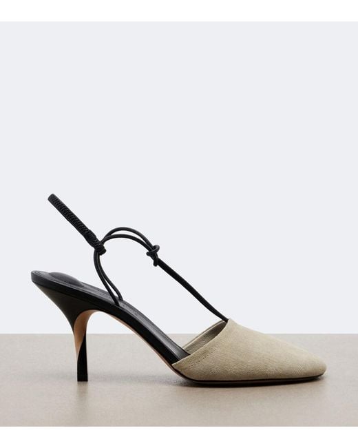 Jacquemus Metallic Pina Leather-Trimmed Suede Slingback Pumps