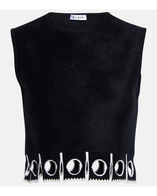 Alaïa Black Sleeveless Cropped Top