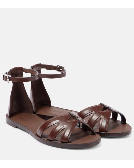 Max Mara Brown Doublefla Leather Sandals