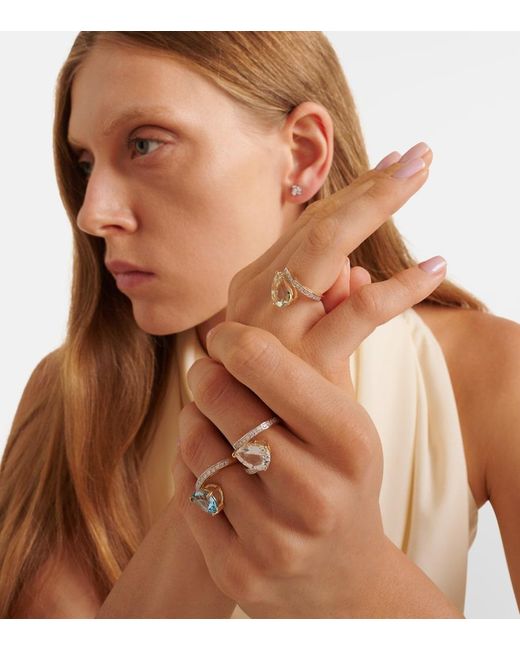 Mateo White Slanted 14Kt Ring With Amethyst And Diamonds