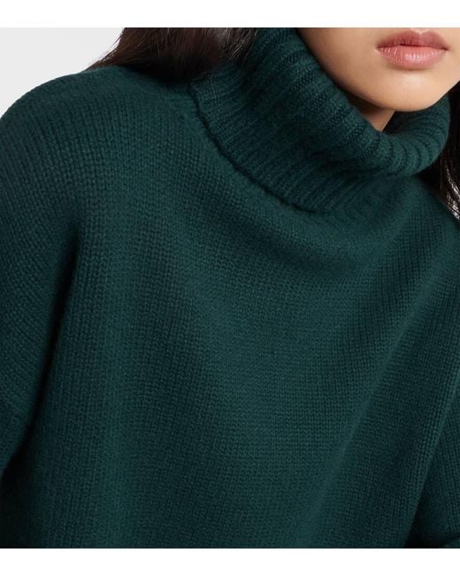 Extreme Cashmere Green Rollkragenpullover Crop Xtra Aus Kaschmir