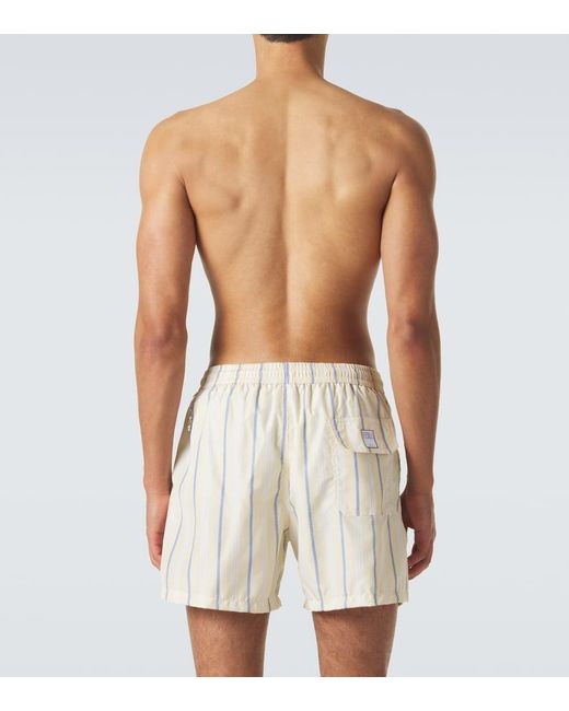 Fedeli White Striped Swim Trunks for men