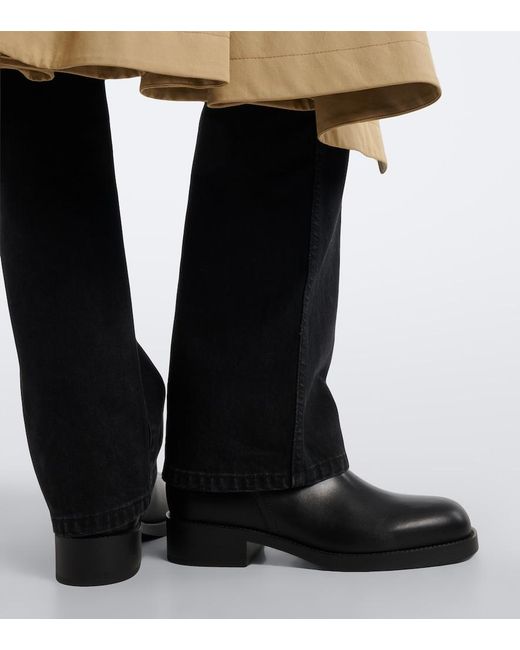 Burberry Black Huntley Check Leather Ankle Boots
