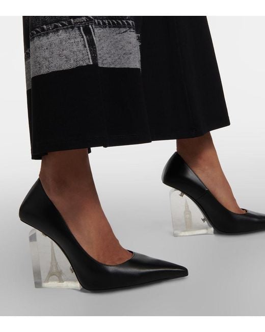 Jimmy Choo Black X Jean Paul Gaultier Leather Wedge Pumps