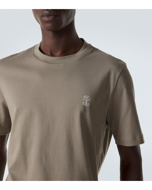 Brunello Cucinelli Gray Cotton Jersey T-Shirt for men