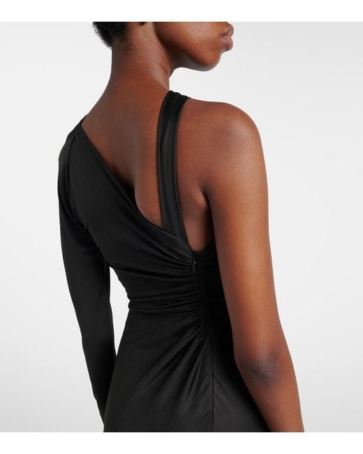 Victoria Beckham Black Ruched One-Shoulder Maxi Dress