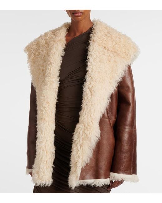 Magda Butrym Brown Shearling-Trimmed Leather Jacket