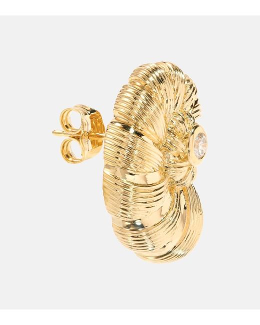 Pendientes Large Nautilus Shell de oro de 14 ct con diamantes Sydney Evan de color Metallic