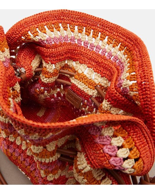 Loewe Red Paula's Ibiza Flamenco Medium Raffia Clutch
