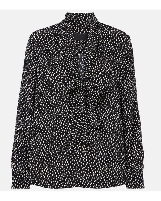 Nili Lotan Black Janese Bow-Detail Polka-Dot Silk Blouse