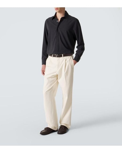 Saman Amel Blue Silk Shirt for men