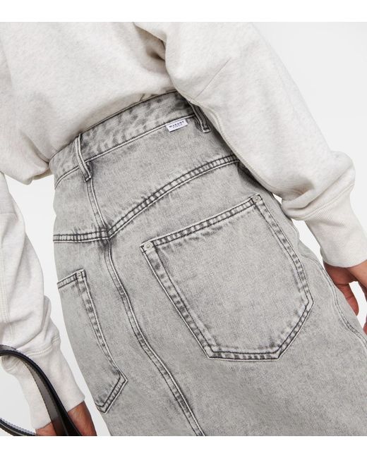 Isabel Marant Gray Vandy Denim Midi Skirt