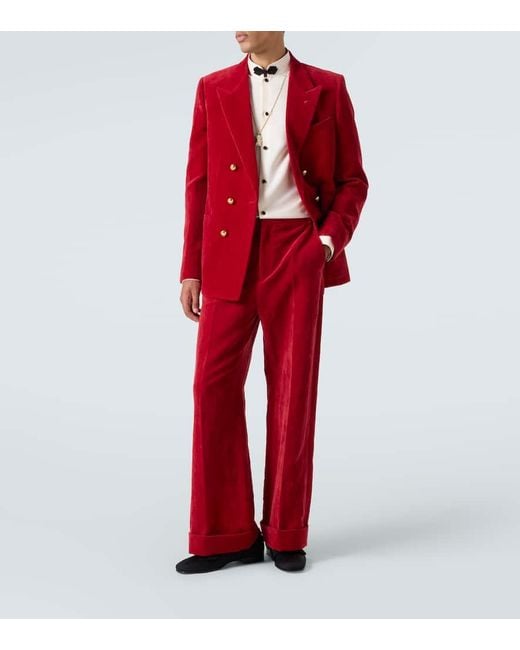 Valentino Weite Hose Aus Samt in Red für Herren