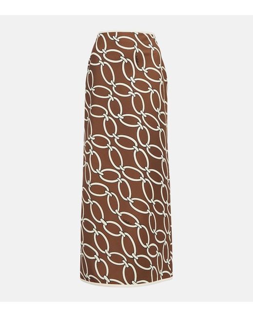 Valentino Natural Chain-Print Maxi Skirt