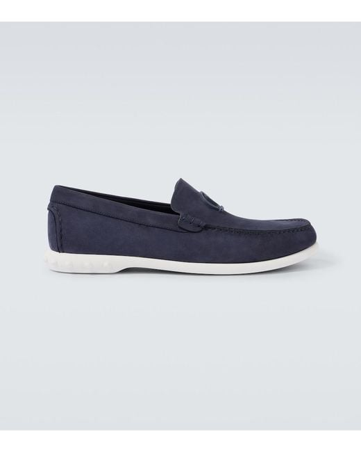 Christian Louboutin Blue Moonboat Leather Boat Shoes for men