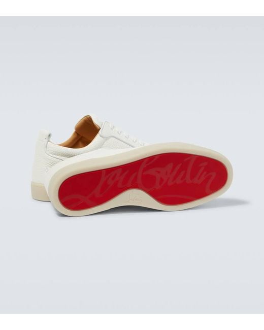 Christian Louboutin White Louis Junior Spikes Cap-Toe Full-Grain Leather Sneakers for men