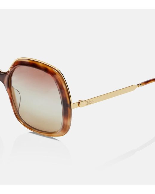 Chloé Brown Aly Oversized Square Sunglasses