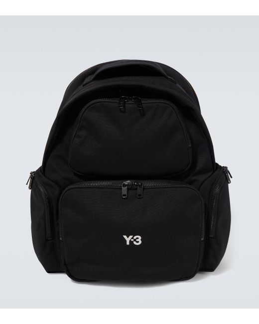 Y-3 Black Embroidered Backpack for men