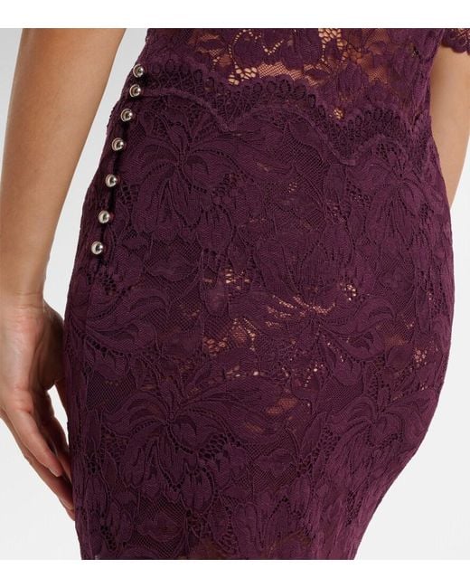 Rabanne Purple Floral Lace Midi Skirt