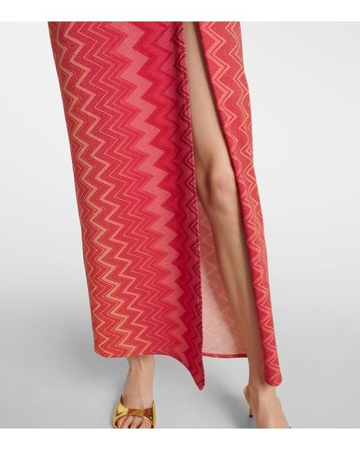 Missoni Red Chevron Lame Midi Dress