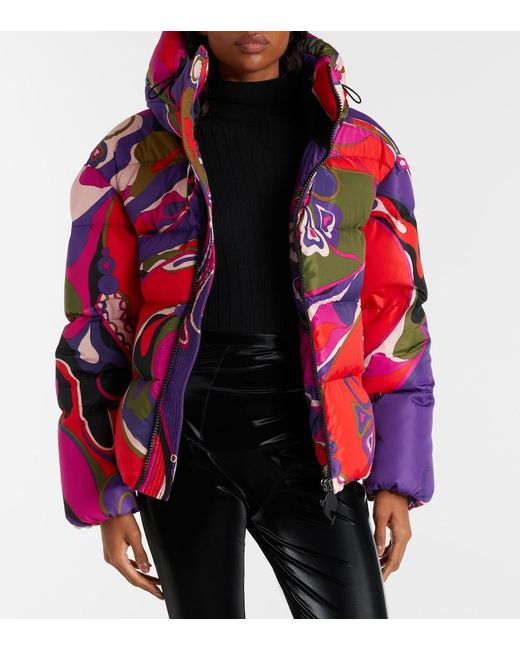 Emilio Pucci Red 'Orchidee' Down Jacket