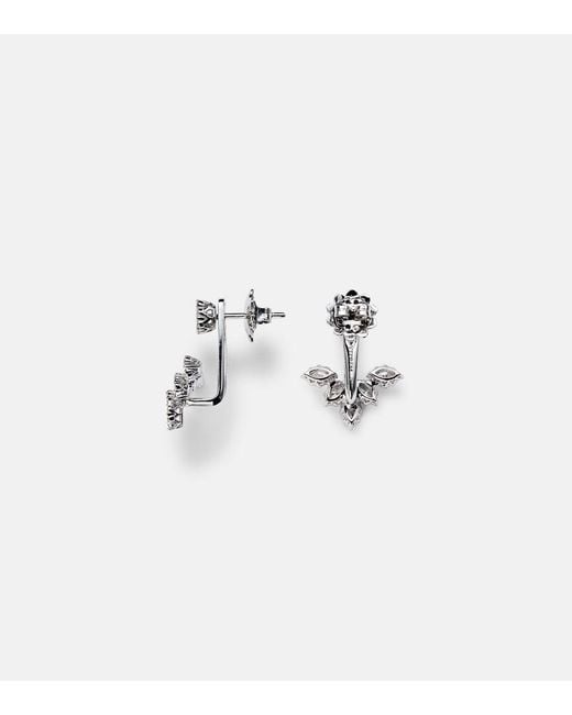 YEPREM White Moonflower 18Kt Earrings With Diamonds