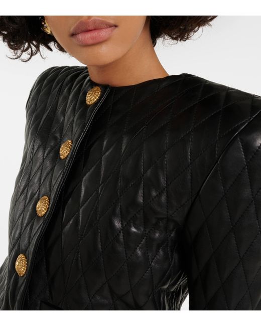 Balmain Black Quilted Leather Jacket