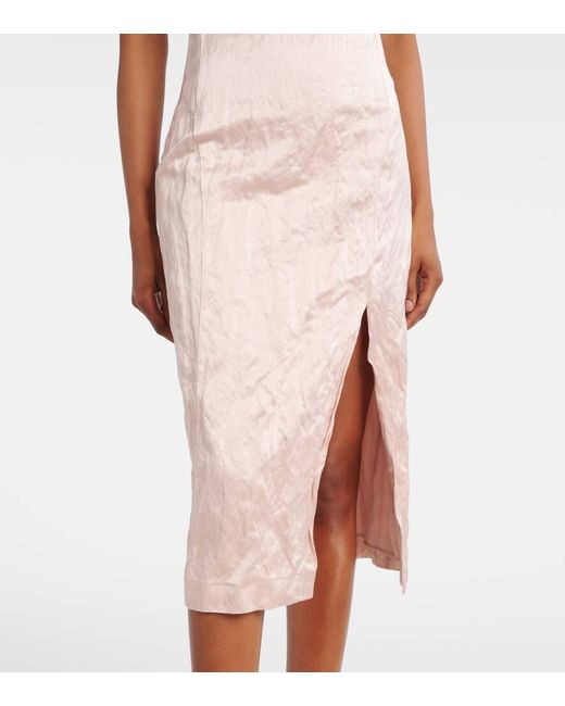 Abito Midi Con Applicazione Floreale di Blumarine in Pink