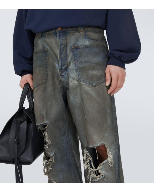 Balenciaga Gray Distressed Jeans for men