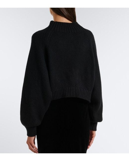 Khaite Black Cropped Cashmere Sweater