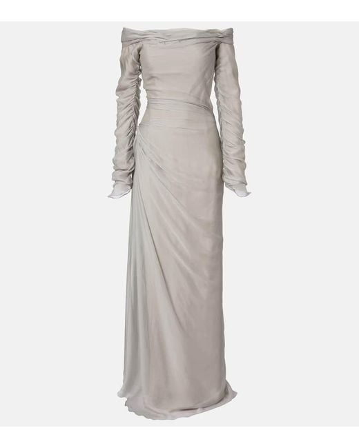 Abito Lungo Off-Shoulder di Marmar Halim in Gray