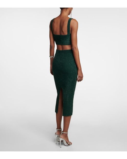Galvan Green Moonlight Metallic Knit Midi Skirt
