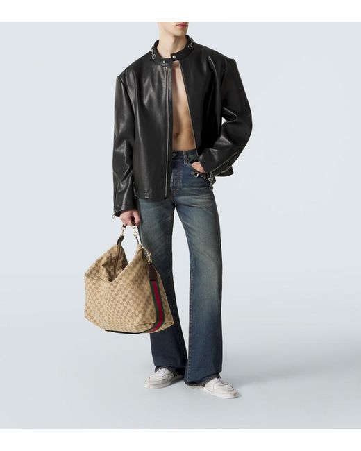 Gucci Black Horsebit Leather Jacket for men