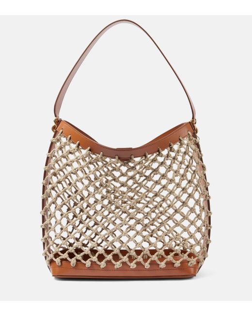 Stella McCartney Brown Small Knotted Faux Leather-trimmed Tote Bag